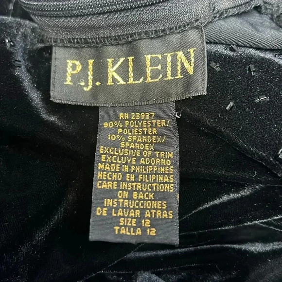 Women’s P.J. Klein Black Velvet Beaded Dress Size 12 EUC - Picture 5 of 6